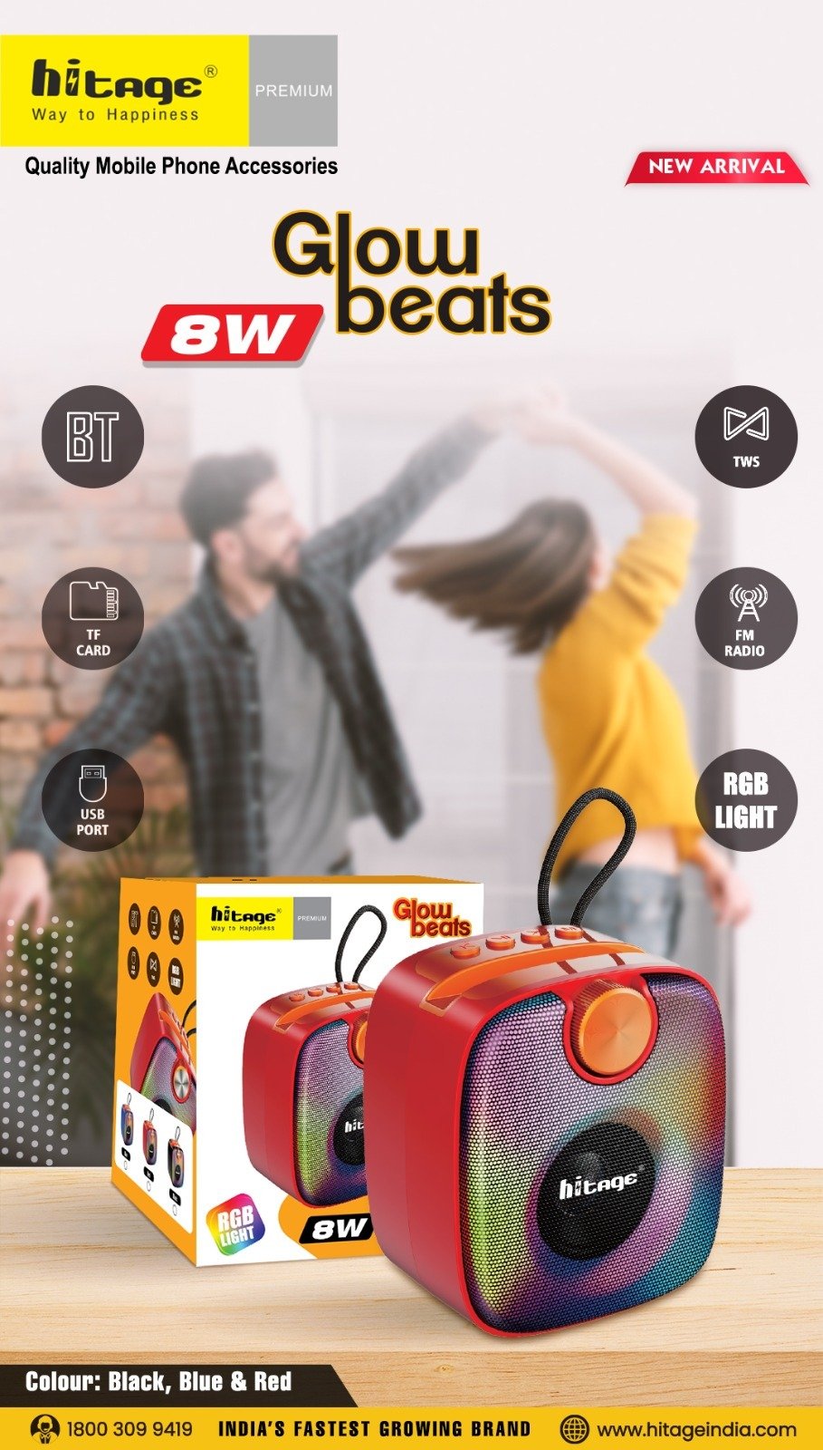 BT-5.0 Glow Beats Hitage Speaker