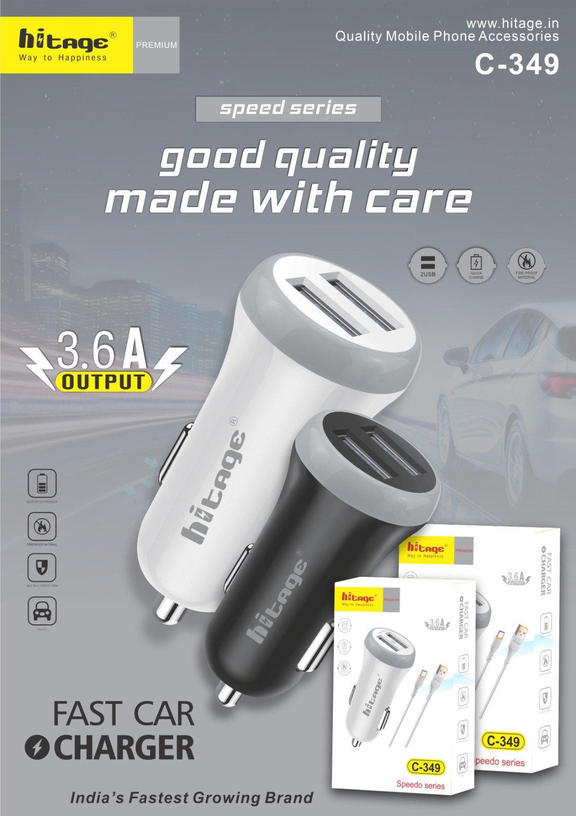 C-349 Hitage (3.6 AMP) Car Charger
