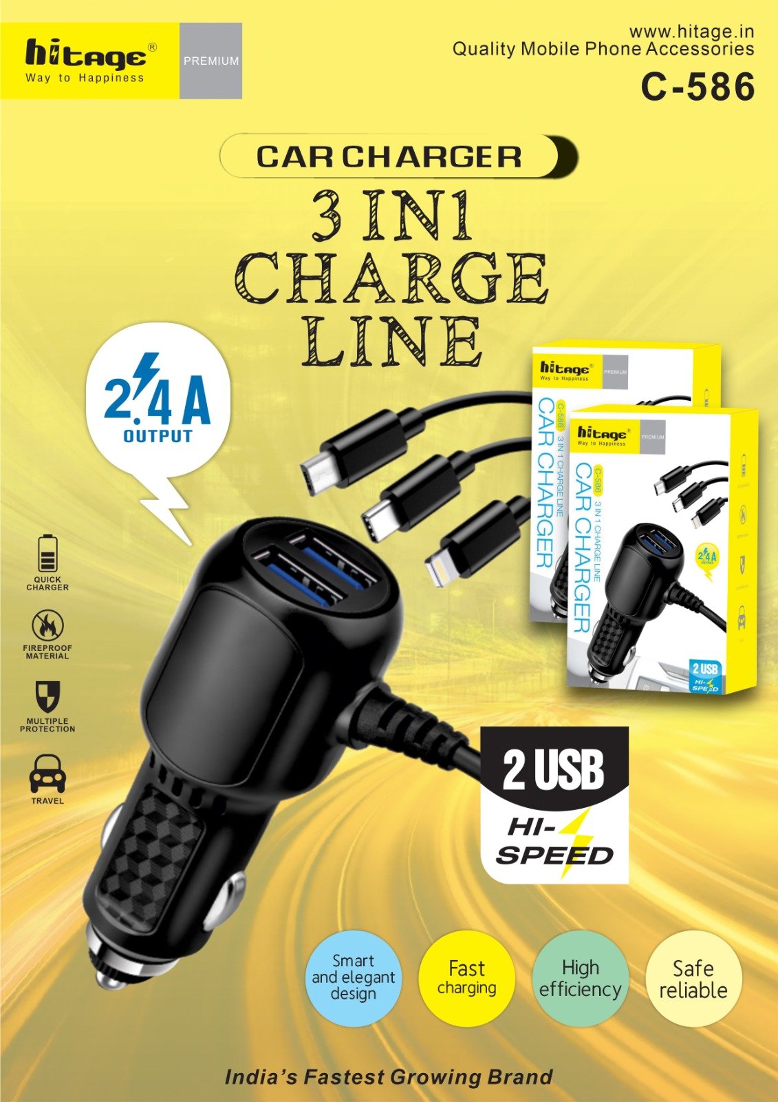 C-586 Hitage (3 in 1) Car Charger