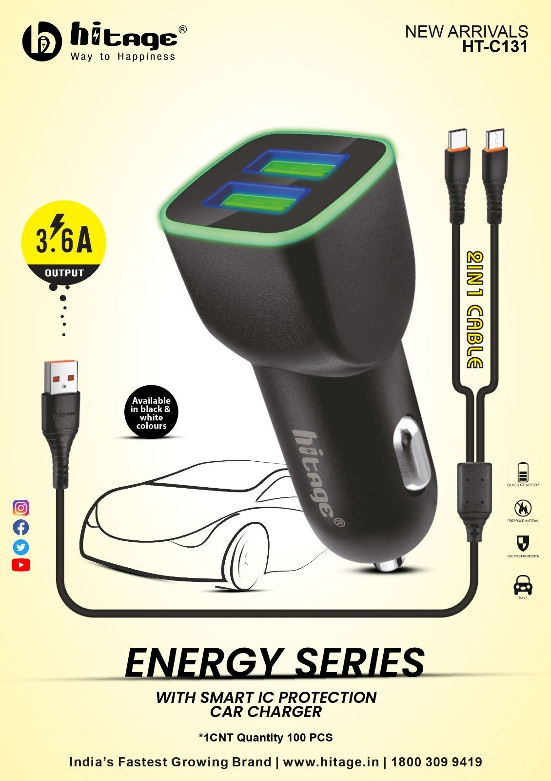 HT-C131 Hitage Car Charger (3.6A)