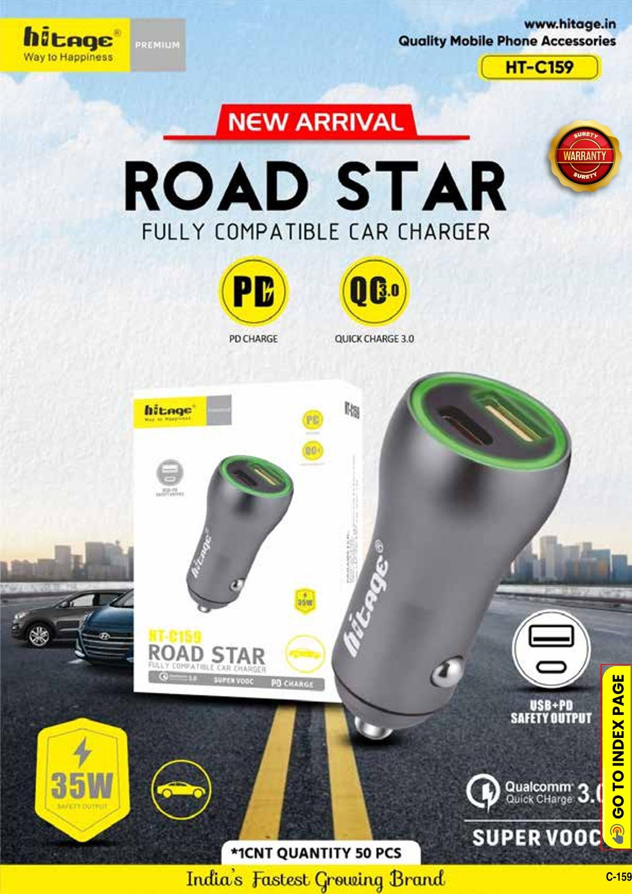 HT-C159 Hitage Car Charger (3.0A)