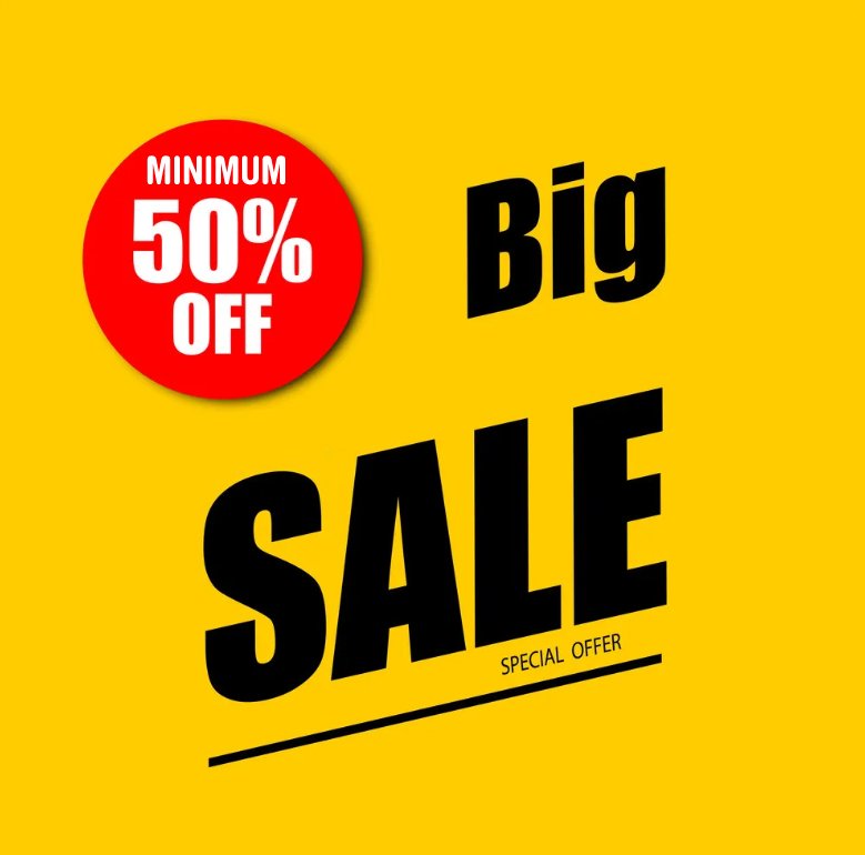 MINIMUM 50% OFF