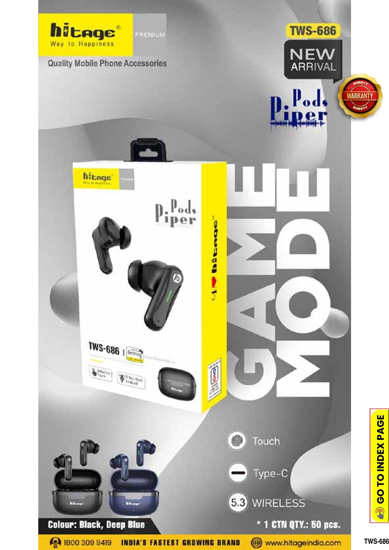 TWS-686 Hitage Wireless Earbuds