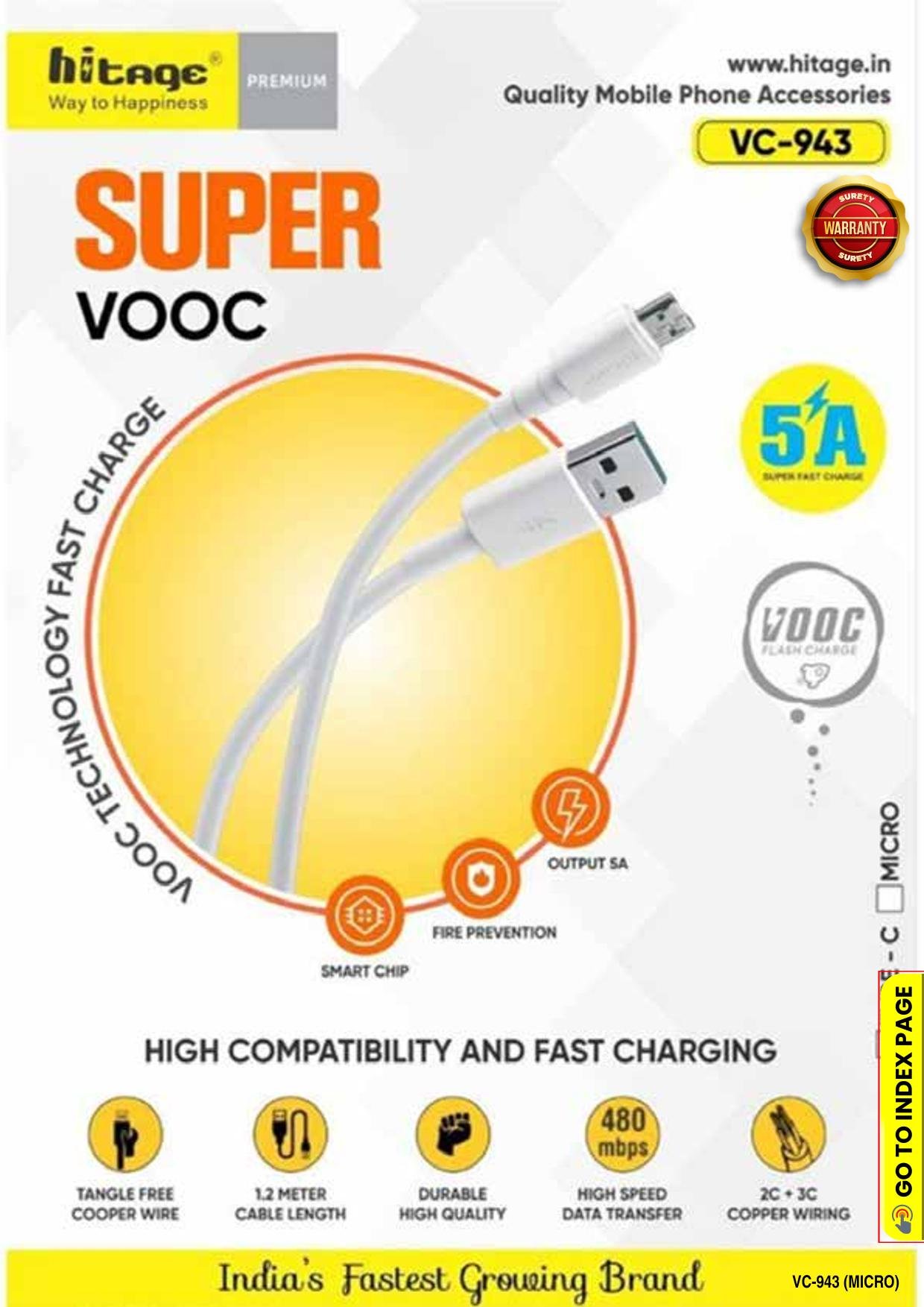 VC-943 Data Cable (5 Amp) Type-C