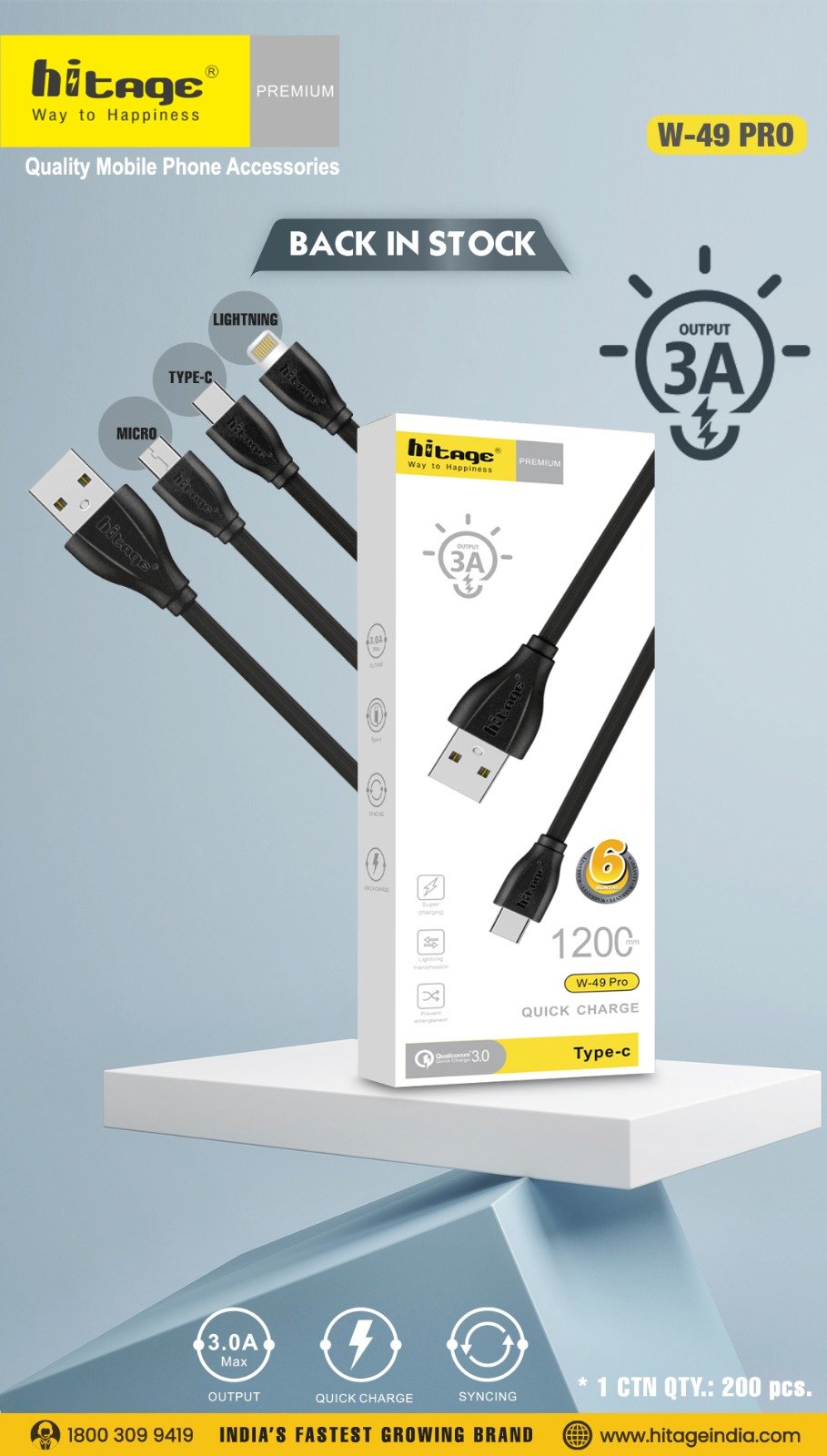 W49 Pro Data Cable (3A) Android