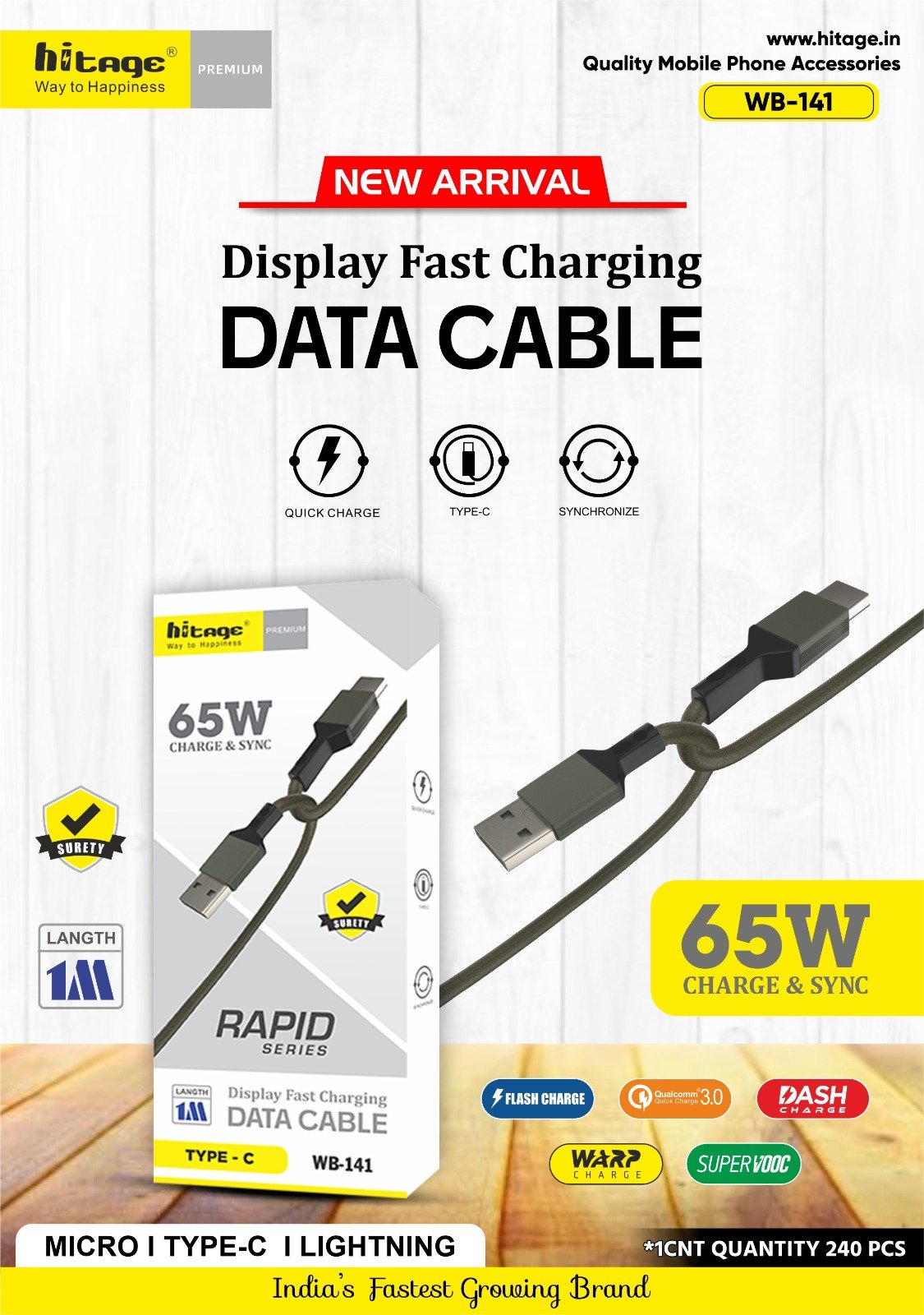WB-141 Data Cable (65W)-Type-C