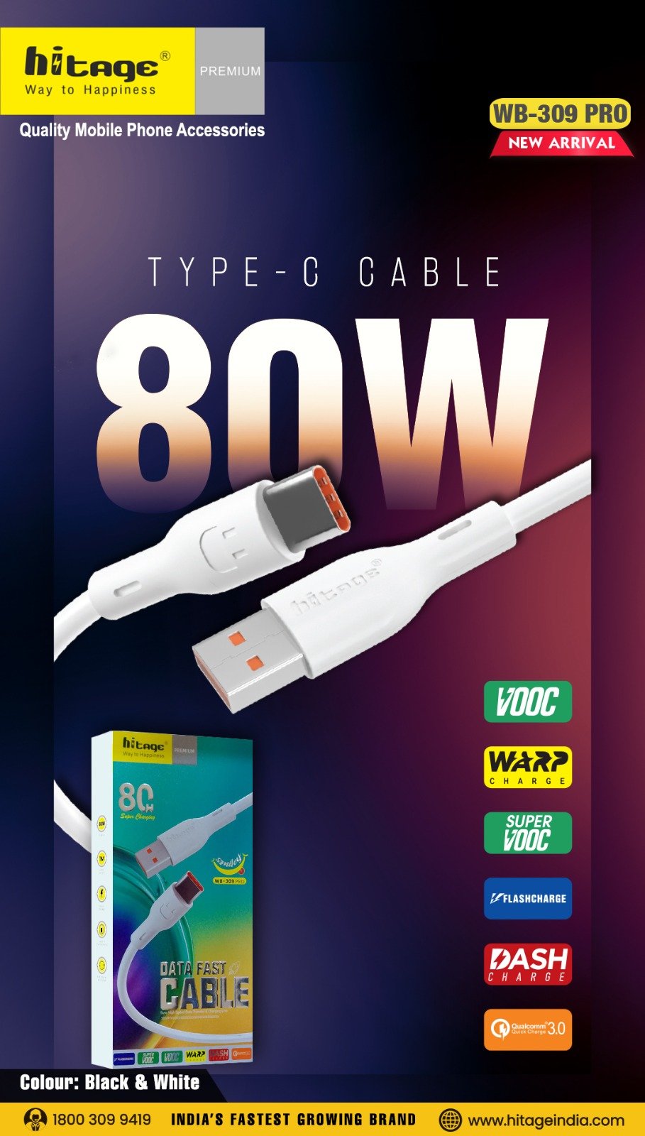 WB-309 Pro Data Cable (80W)-Type-C