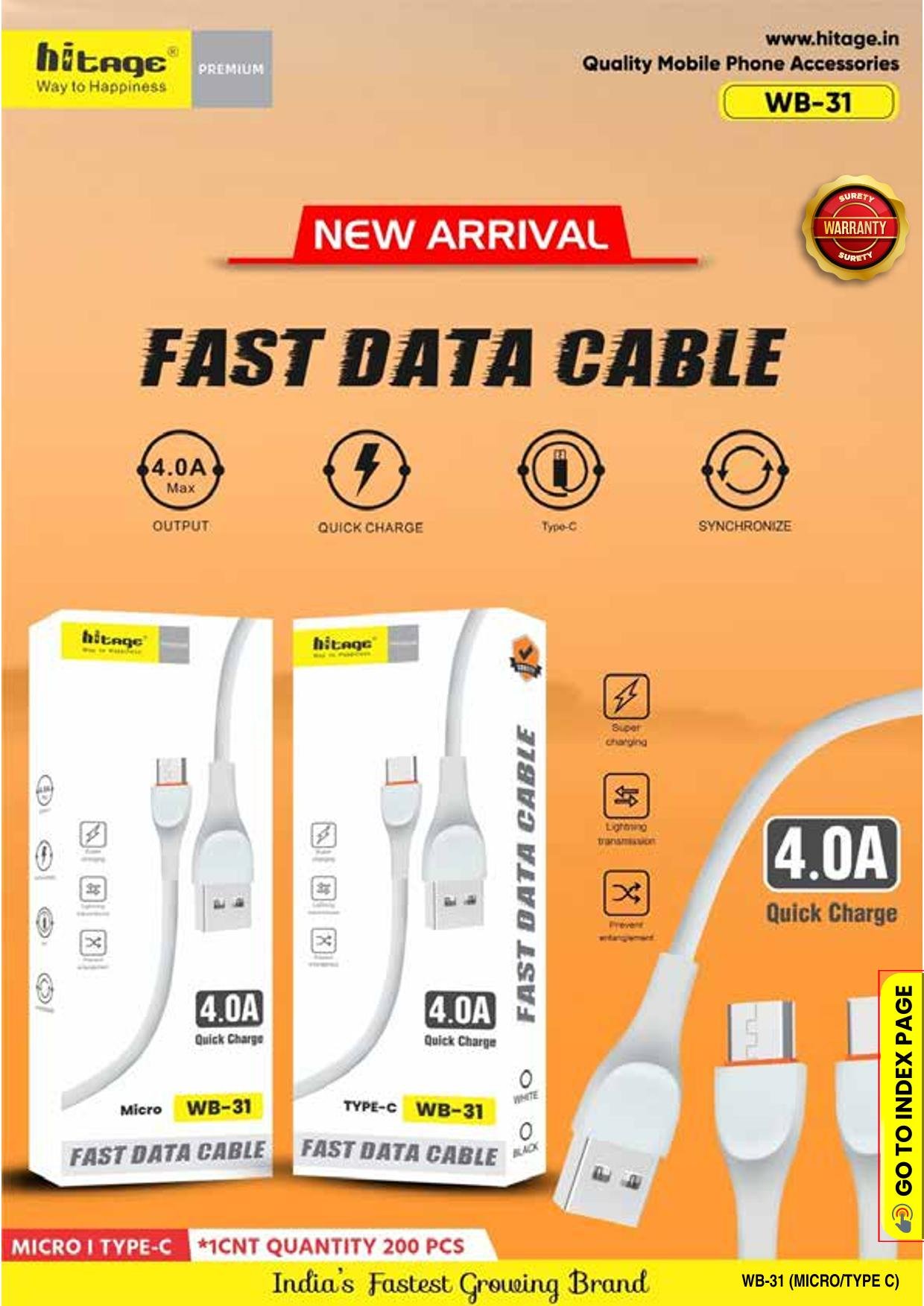 WB-31 Data Cable (4.0A) Micro