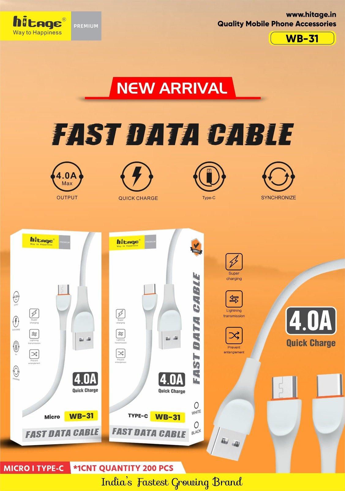 WB-31 Data Cable (4.0A) Type-C