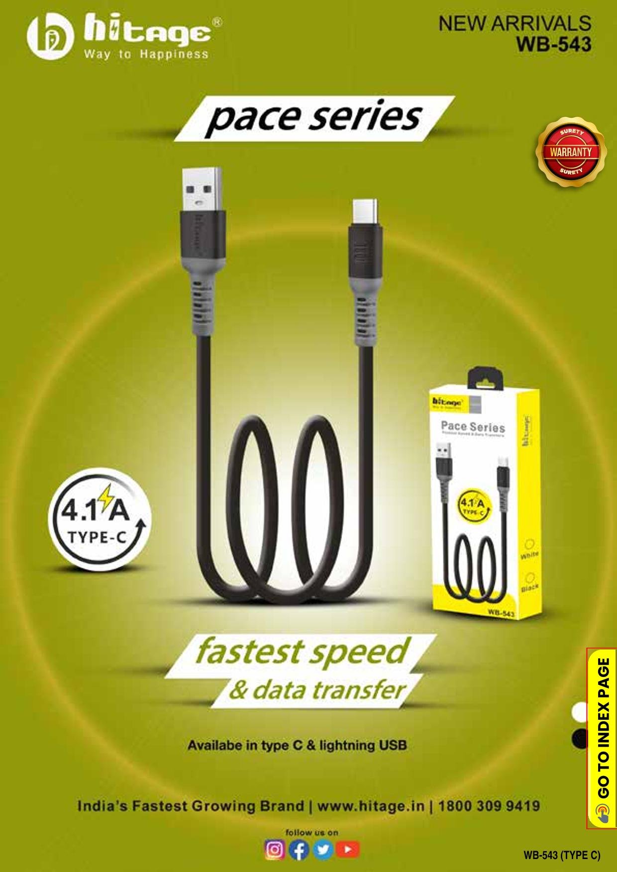 WB-543 Data Cable (4.1 AMP) Type-C