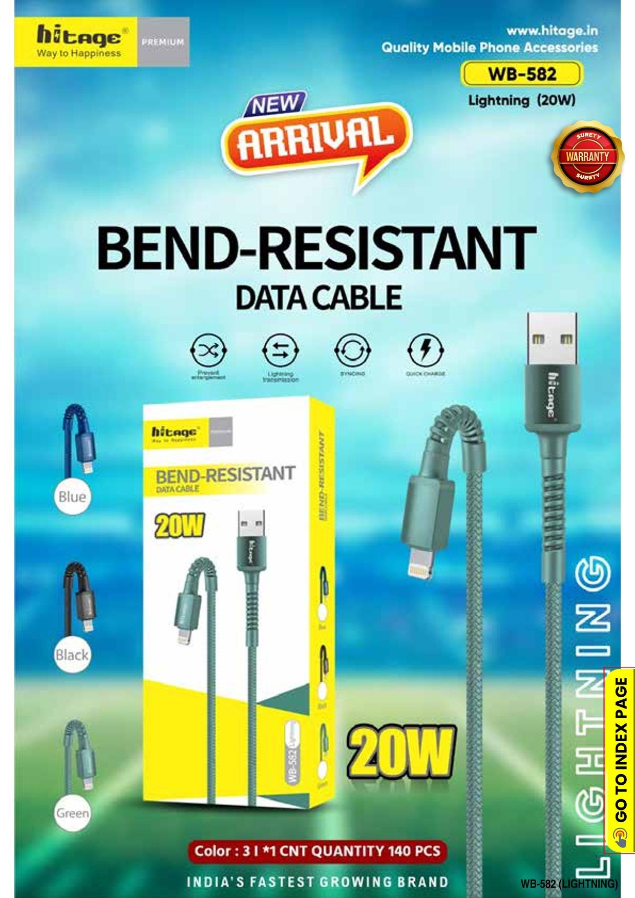 WB-582 Hitage (20W) Data Cable (I-Phone)