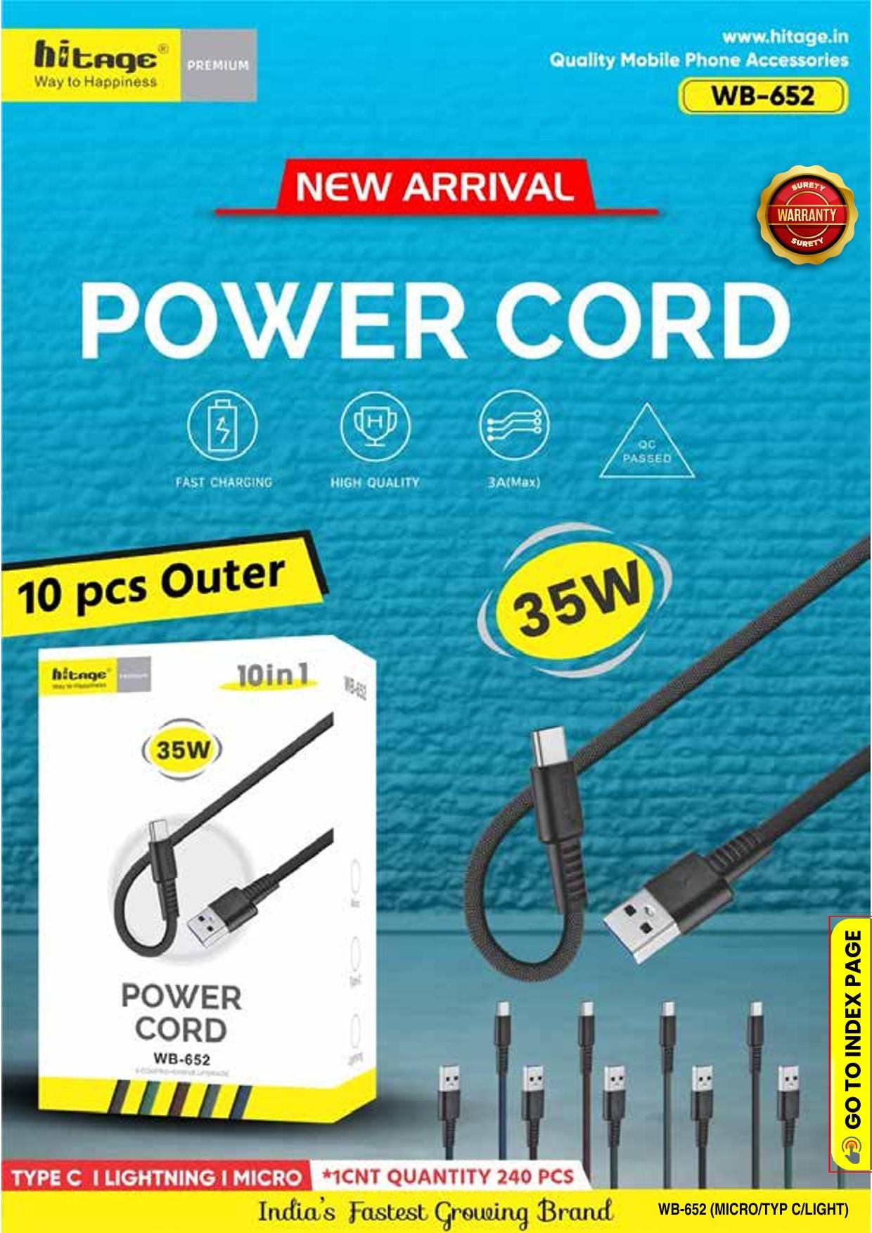 WB-652 Data Cable (35W) Type-C