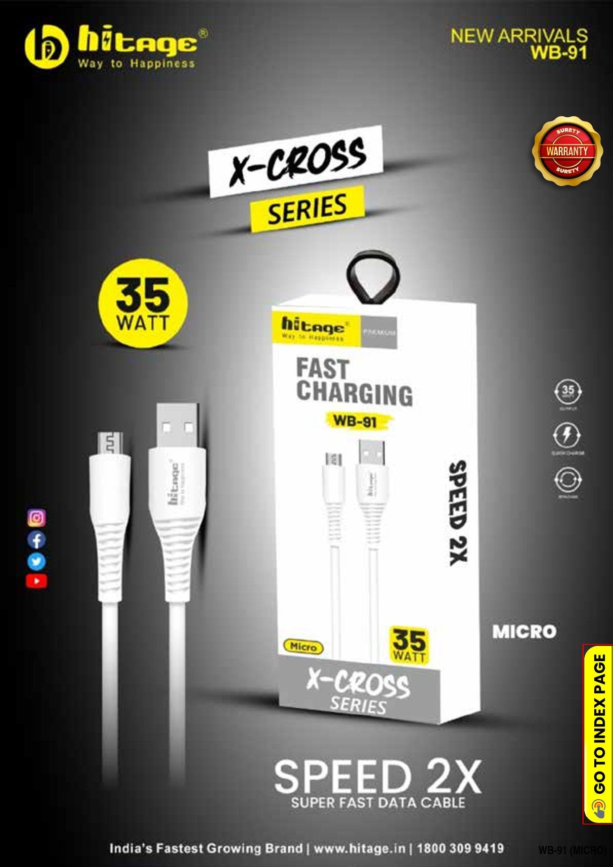 WB-91 Data Cable (2.4 AMP) Android