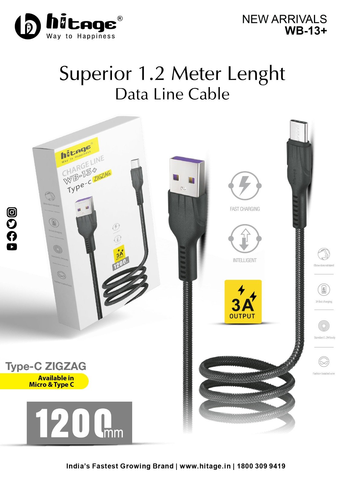 WB13+ Data Cable (1.2M) Android