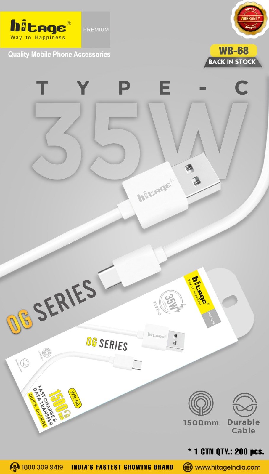 WB68 Data Cable (1.5 Mtr) Android