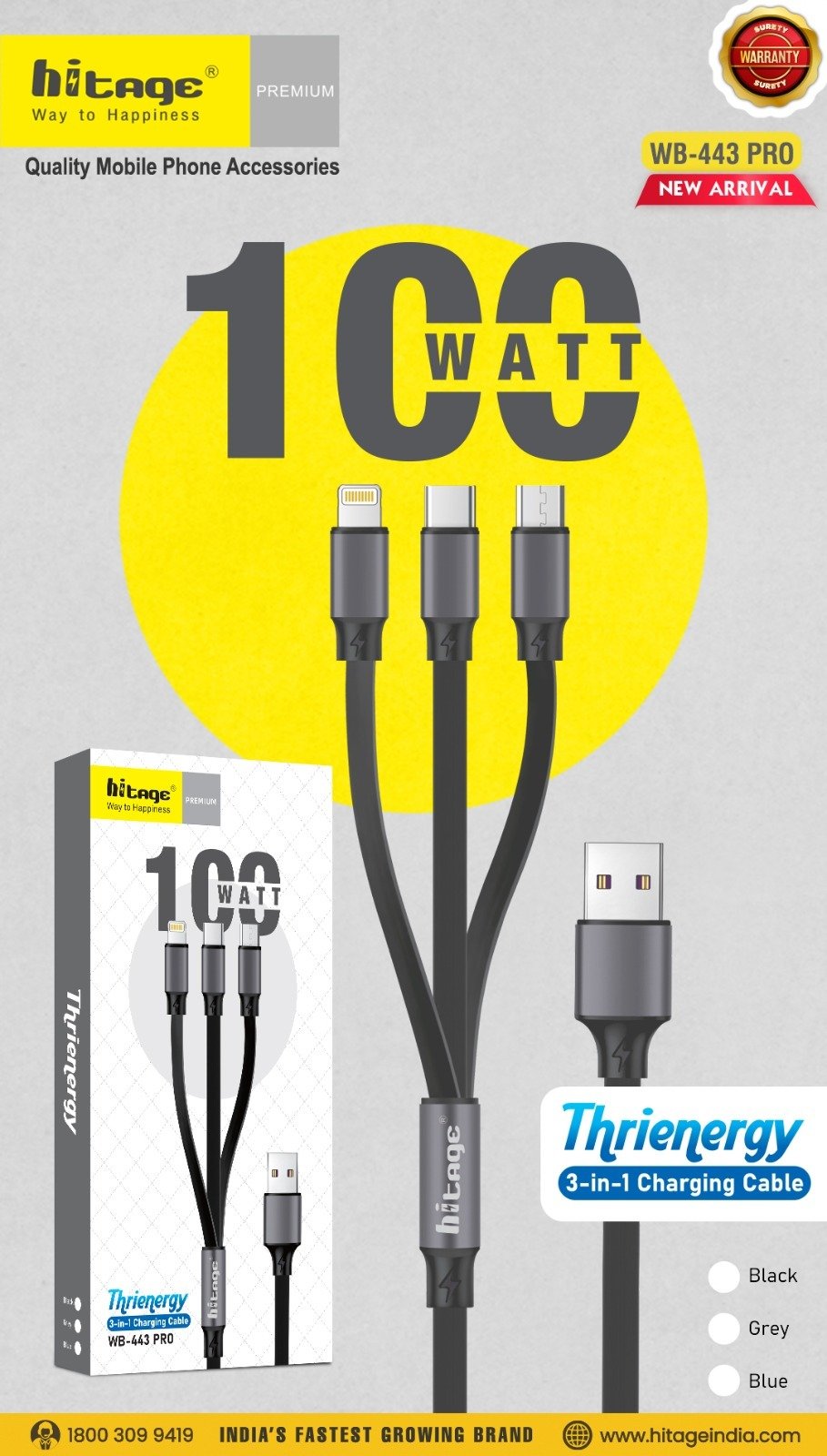 WB-443 Pro Hitage Data Cable (100W)