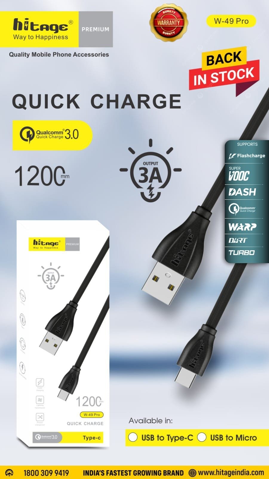 W49 Pro Data Cable (3A) Type-C