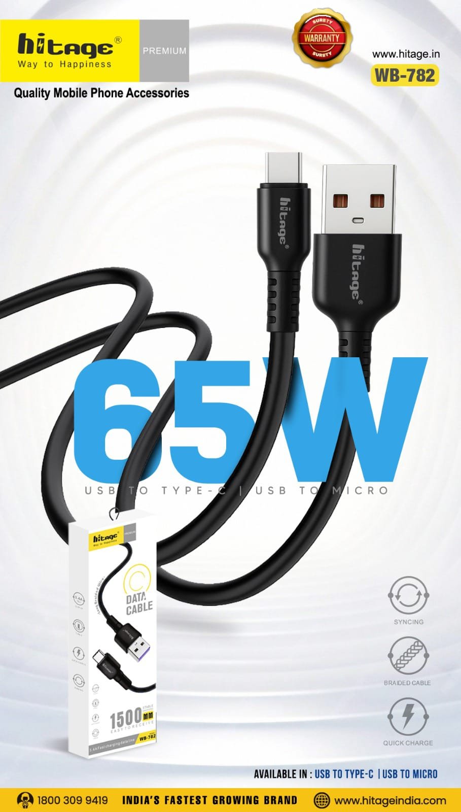 WB-782 Data Cable (65W) Micro