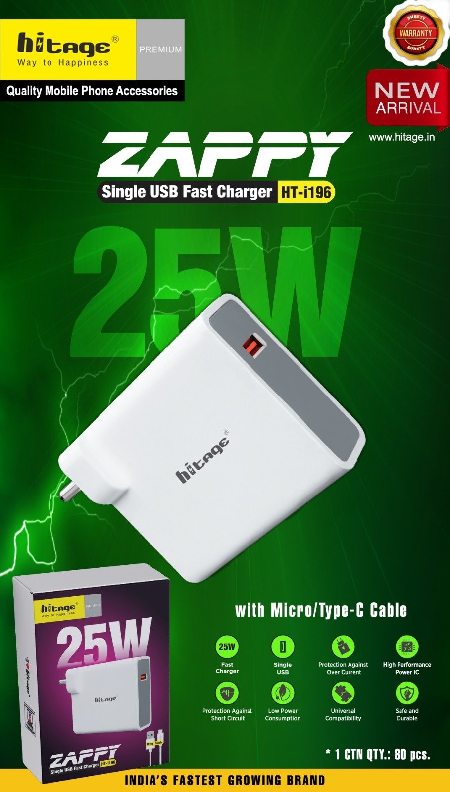 HT-i196 Hitage Charger (25W)-T.C.