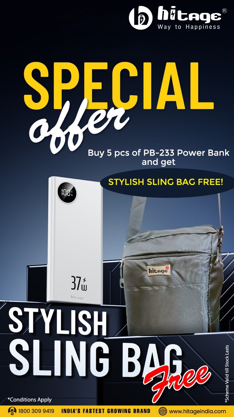 OFFER -Buy 5 PCS OF PB-233 & GET 1 Stylish Sling Bag FREE!