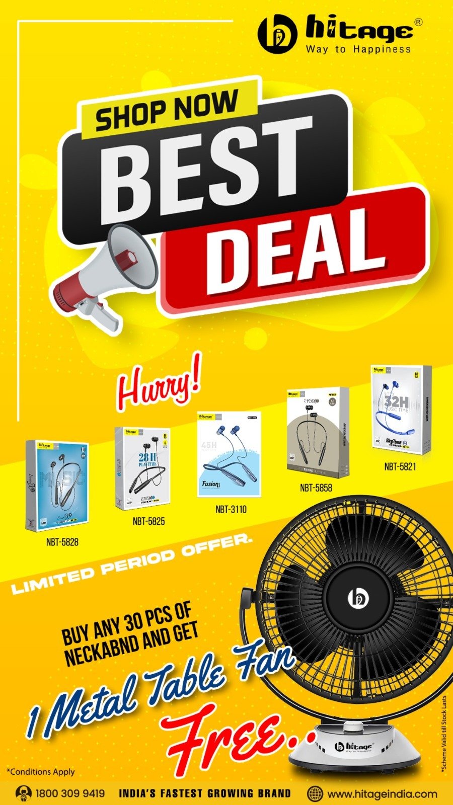 OFFER-Buy-30 Pcs. OF Neckband-GET-1 Metal Table Fan-FREE