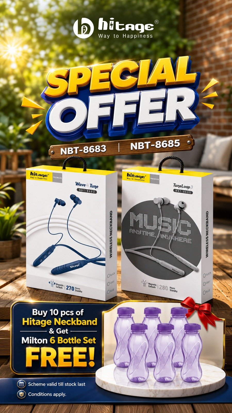OFFER BY 10 Pcs NBT-8683 OR NBT-8685 and get 6 Pcs Milton Bottle Set