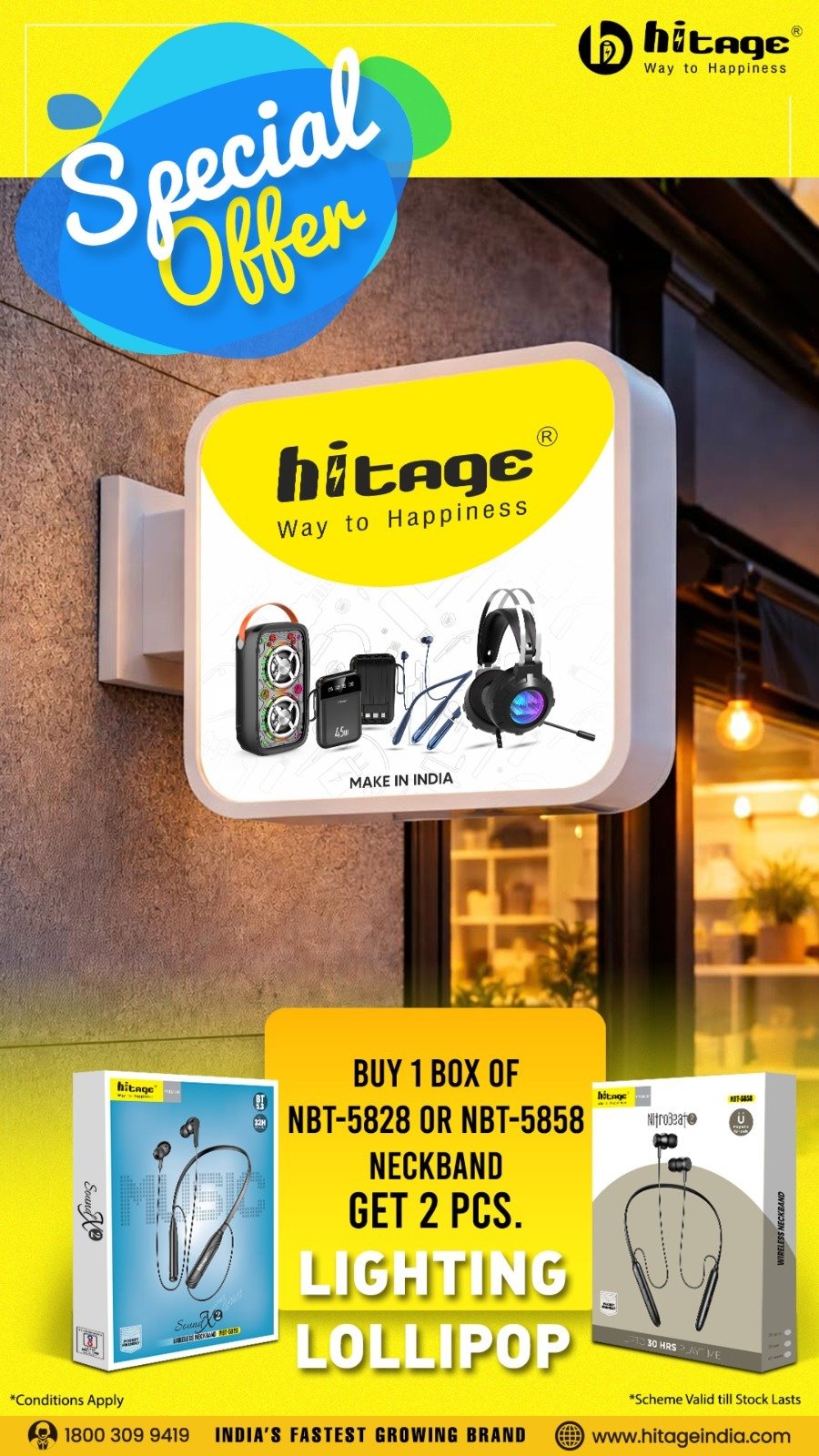OFFER BY 120 Pcs of NBT-5828 OR NBT-5858 AND GET 2 LIGHTING LOLLIPOP