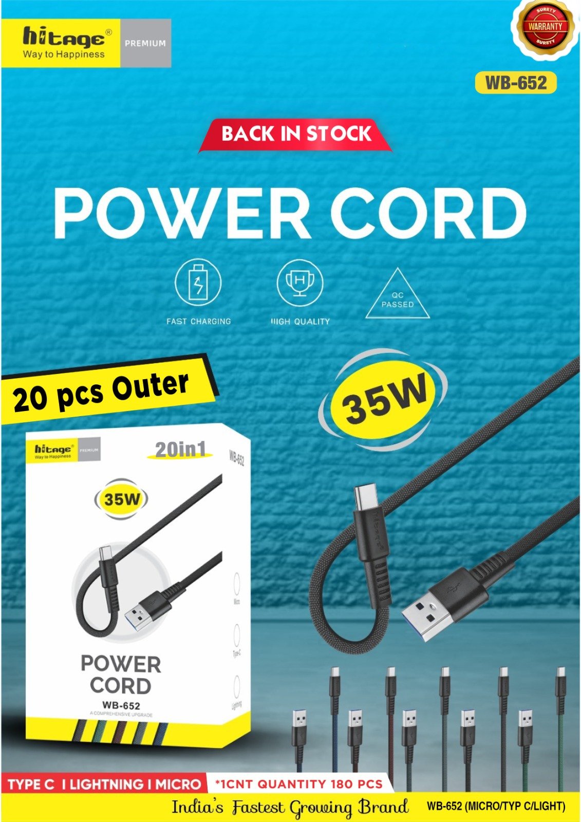 WB-652 Data Cable (35W) Micro