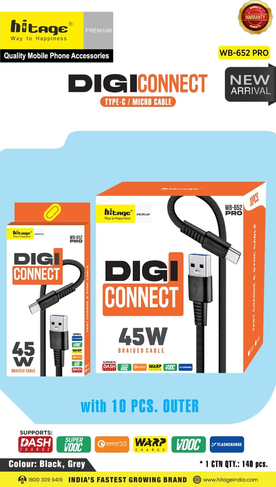 WB-652 Pro Data Cable (45W) Micro