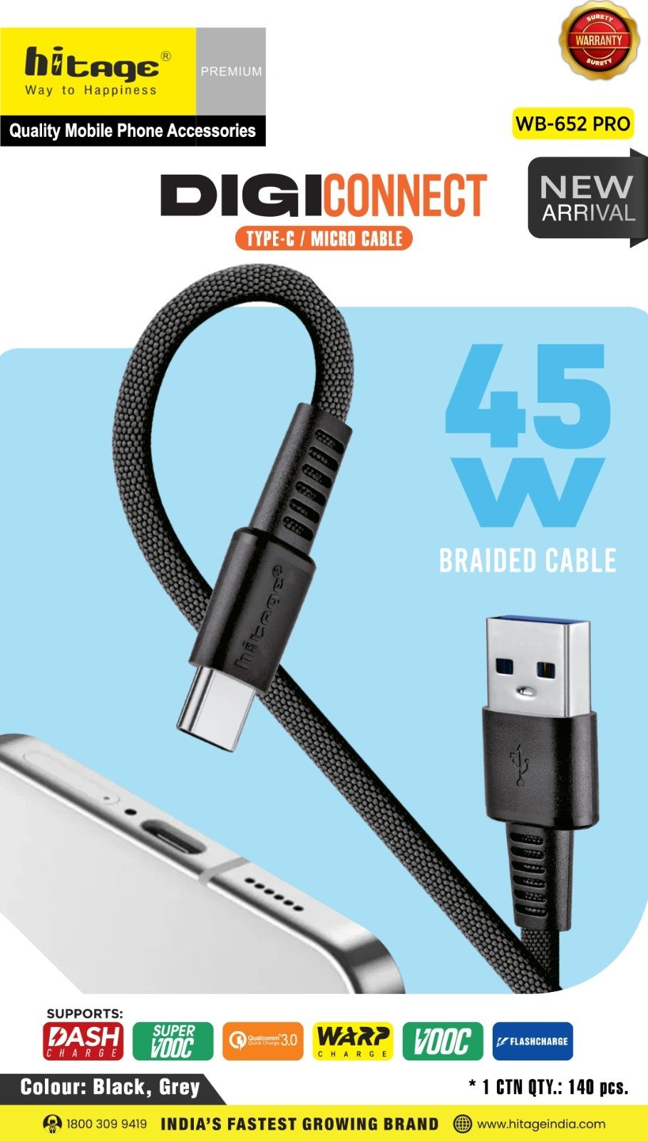 WB-652 Pro Data Cable (45W) Type-C