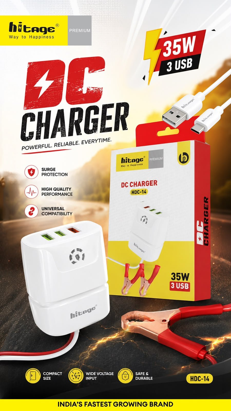 HDC-14 Hitage (35W-3 USB) Charger