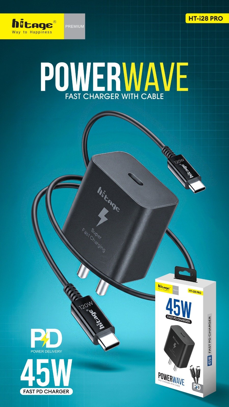 HT-i28 Pro ( 45W) Charger (C to C)
