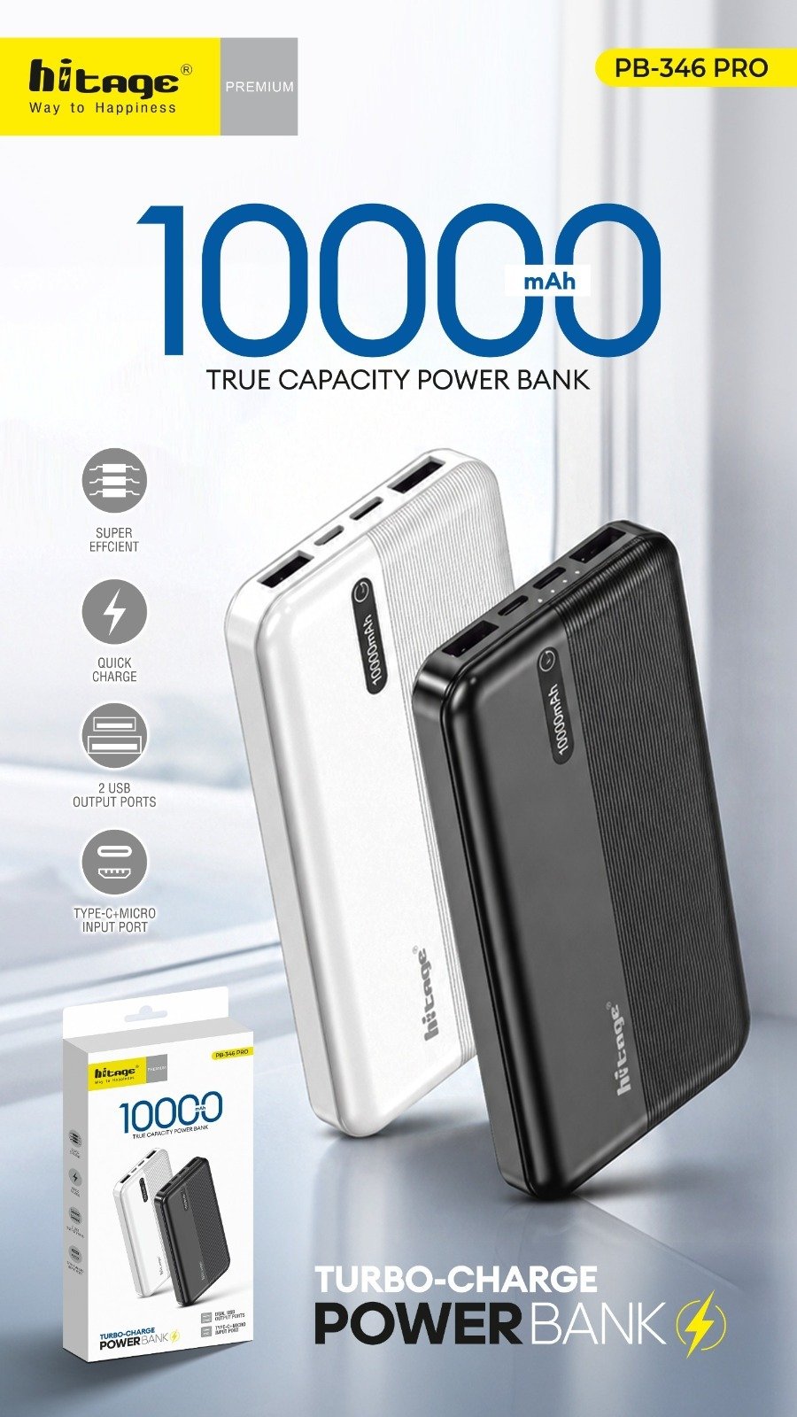 PB-346 Pro Hitage Power Bank(10000Amh)