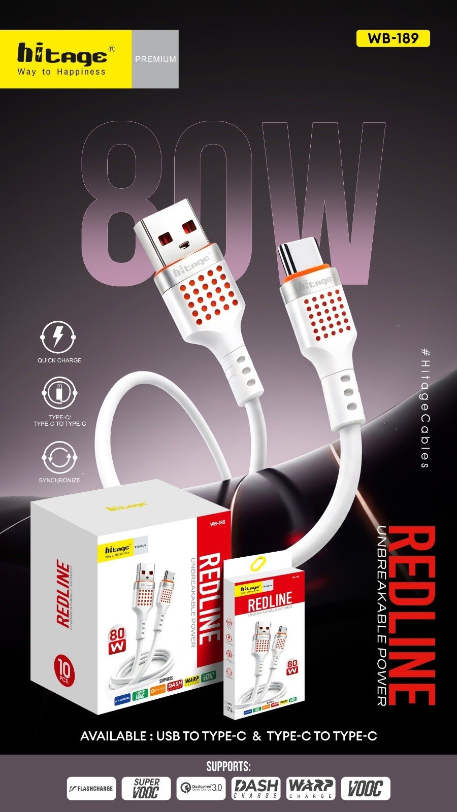 WB-189 Data Cable (80W)-Type-C
